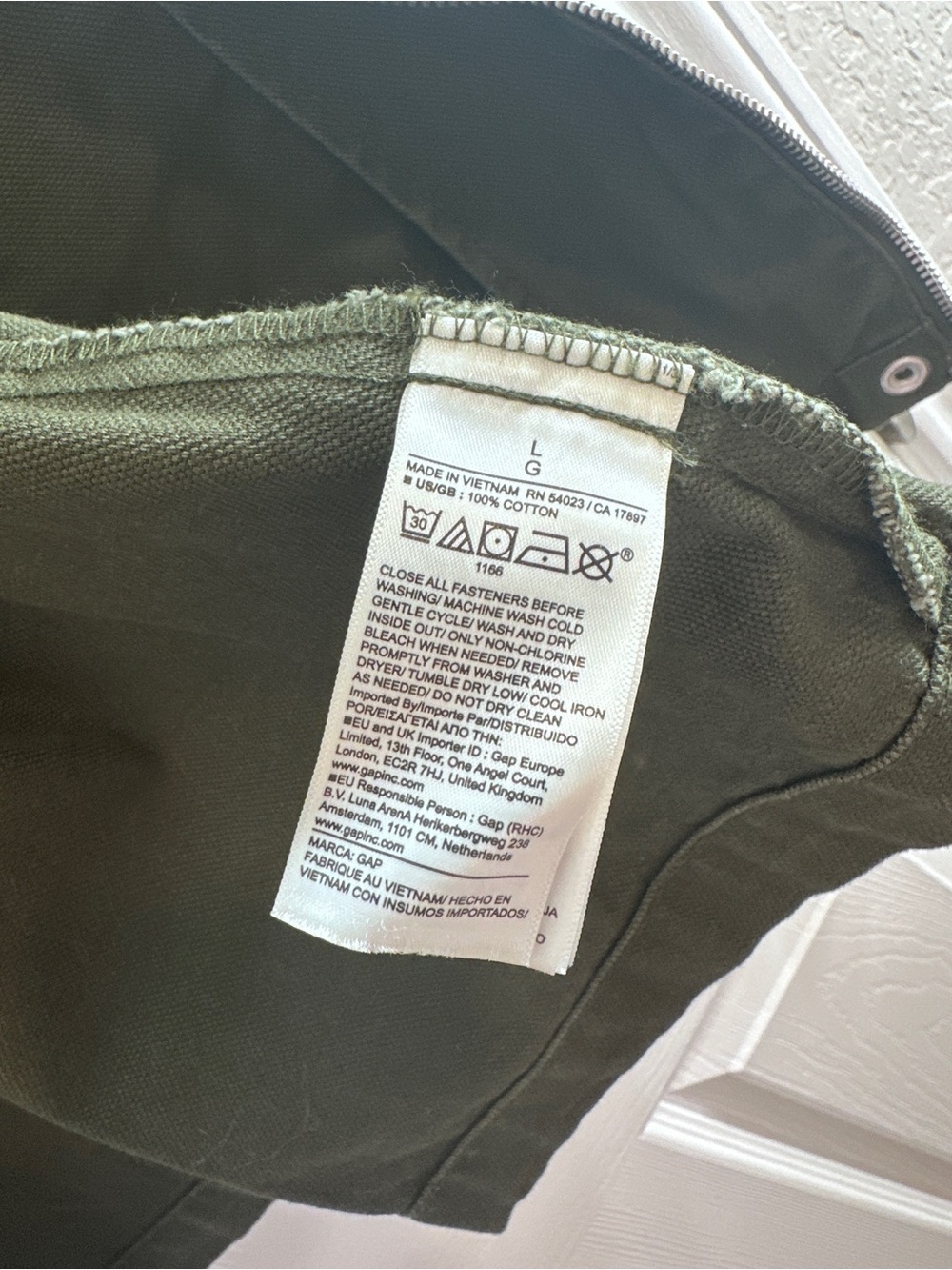 NWT Gap Relaxed Canvas Barn Jacket Olive Corduroy Collar Size L - Picture 11 of 11